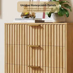 Comò Alto a 5 Cassetti, Cassettiera Moderna in Legno Scanalato da 48 pollici con Cassetti Profondi e Piano Ampio, Organizer Verticale per Camera da Letto, Soggiorno