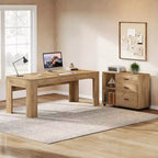 Scrivania direzionale a L Lantine 63 con combinazione di cassettiera laterale mobile, grande tavolo per computer con cassetti per l'ufficio domestico