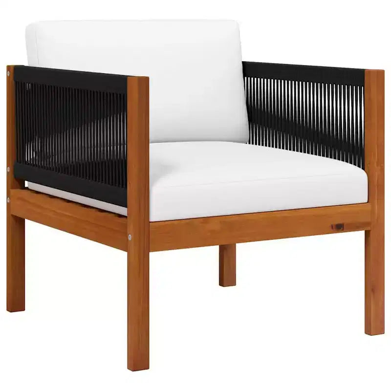 vidaXL Outdoor Sofa Set Solid Acacia Wood and Polyester Natural