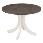 Set da pranzo 5 pezzi per 4 persone in stile rustico, tavolo da cucina rotondo in legno con 4 sedie imbottite
