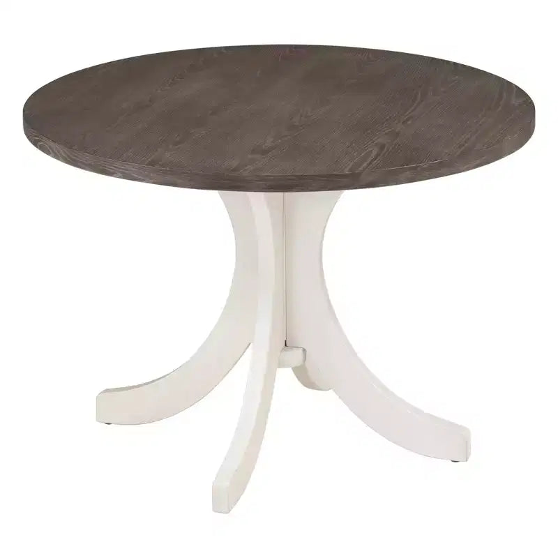 Set da pranzo 5 pezzi per 4 persone in stile rustico, tavolo da cucina rotondo in legno con 4 sedie imbottite