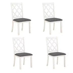 Set da pranzo 5 pezzi per 4 persone in stile rustico, tavolo da cucina rotondo in legno con 4 sedie imbottite