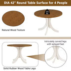 Set da pranzo 5 pezzi per 4 persone in stile rustico, tavolo da cucina rotondo in legno con 4 sedie imbottite