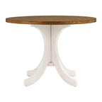 Set da pranzo 5 pezzi per 4 persone in stile rustico, tavolo da cucina rotondo in legno con 4 sedie imbottite