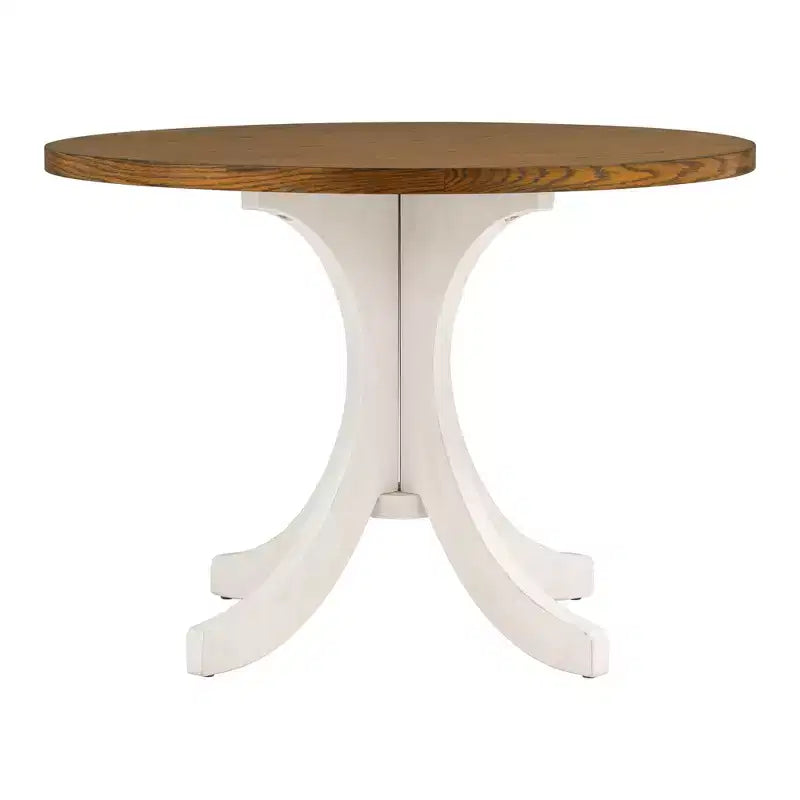 Set da pranzo 5 pezzi per 4 persone in stile rustico, tavolo da cucina rotondo in legno con 4 sedie imbottite