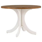 Set da pranzo 5 pezzi per 4 persone in stile rustico, tavolo da cucina rotondo in legno con 4 sedie imbottite