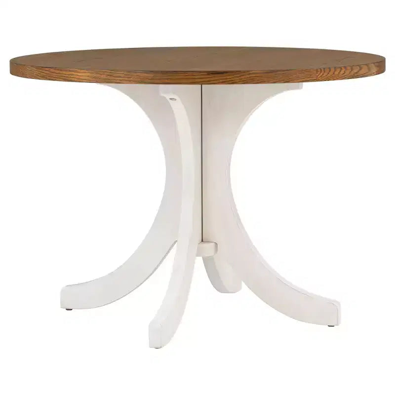 Set da pranzo 5 pezzi per 4 persone in stile rustico, tavolo da cucina rotondo in legno con 4 sedie imbottite