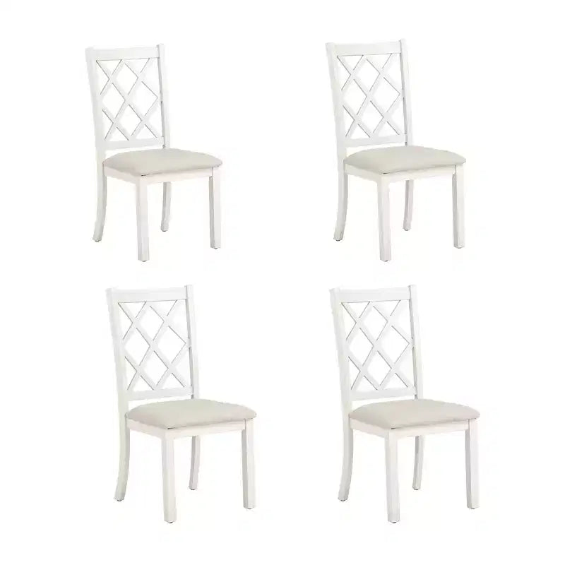 Set da pranzo 5 pezzi per 4 persone in stile rustico, tavolo da cucina rotondo in legno con 4 sedie imbottite
