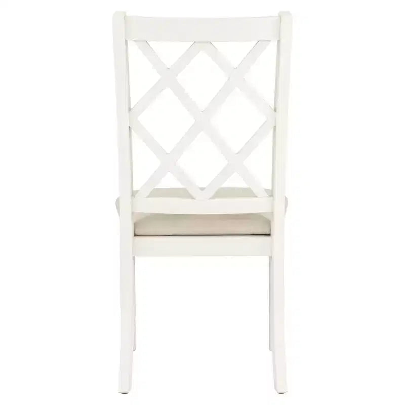 Set da pranzo 5 pezzi per 4 persone in stile rustico, tavolo da cucina rotondo in legno con 4 sedie imbottite