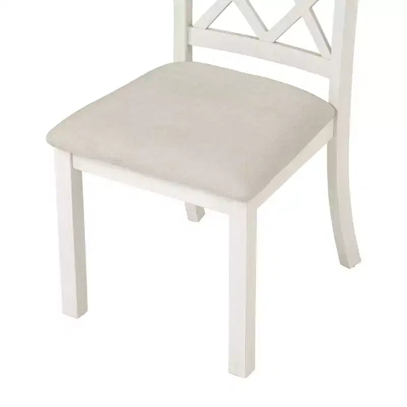 Set da pranzo 5 pezzi per 4 persone in stile rustico, tavolo da cucina rotondo in legno con 4 sedie imbottite