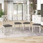 Set da pranzo 5 pezzi per 4 persone in stile rustico, tavolo da cucina rotondo in legno con 4 sedie imbottite