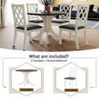 Set da pranzo 5 pezzi per 4 persone in stile rustico, tavolo da cucina rotondo in legno con 4 sedie imbottite