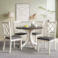 Farmhouse 5 Pieces Dining Table Set for 4, Wood Round Kitchen Table Set with 4 Upholstered Chairs