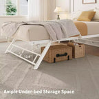 Acekool Struttura letto rundle doppia, brandina pieghevole in metallo bianco con rotelle bloccabili, salvaspazio per gli ospiti, sottoletto