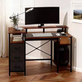 Karl Home 47'' 47'' Modern Computer Desk With Charging Station & Storage Drawers