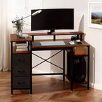 Karl Home 47'' 47'' Modern Computer Desk With Charging Station & Storage Drawers