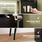 Toeletta da 120 cm con specchio e luci, tavolo da trucco in legno scanalato con 4 cassetti e stazione di ricarica, set da trucco per camera da letto, nero