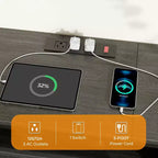 Mobile TV nero da 50 pollici con cassettiera a 8 cassetti, stazione di ricarica per camera da letto, torre portaoggetti in tessuto, ripiani in legno, console multimediale, organizer, unità domestica