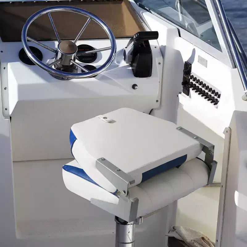 Sedili pieghevoli per barca a schienale basso, confezione da 2 - Sedie nautiche imbottite spesse e impermeabili - Design pieghevole salvaspazio - Ergonomiche e resistenti per la pesca