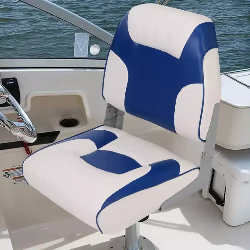 Sedili pieghevoli per barca a schienale basso, confezione da 2 - Sedie nautiche imbottite spesse e impermeabili - Design pieghevole salvaspazio - Ergonomiche e resistenti per la pesca