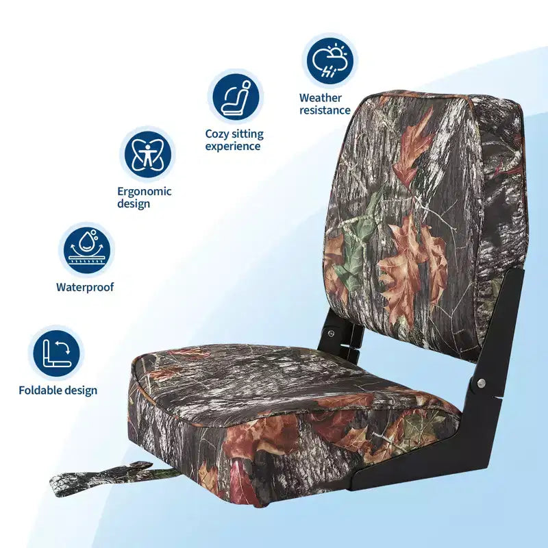 Sedili pieghevoli per barca a schienale basso, confezione da 2 - Sedie nautiche imbottite spesse e impermeabili - Design pieghevole salvaspazio - Ergonomiche e resistenti per la pesca