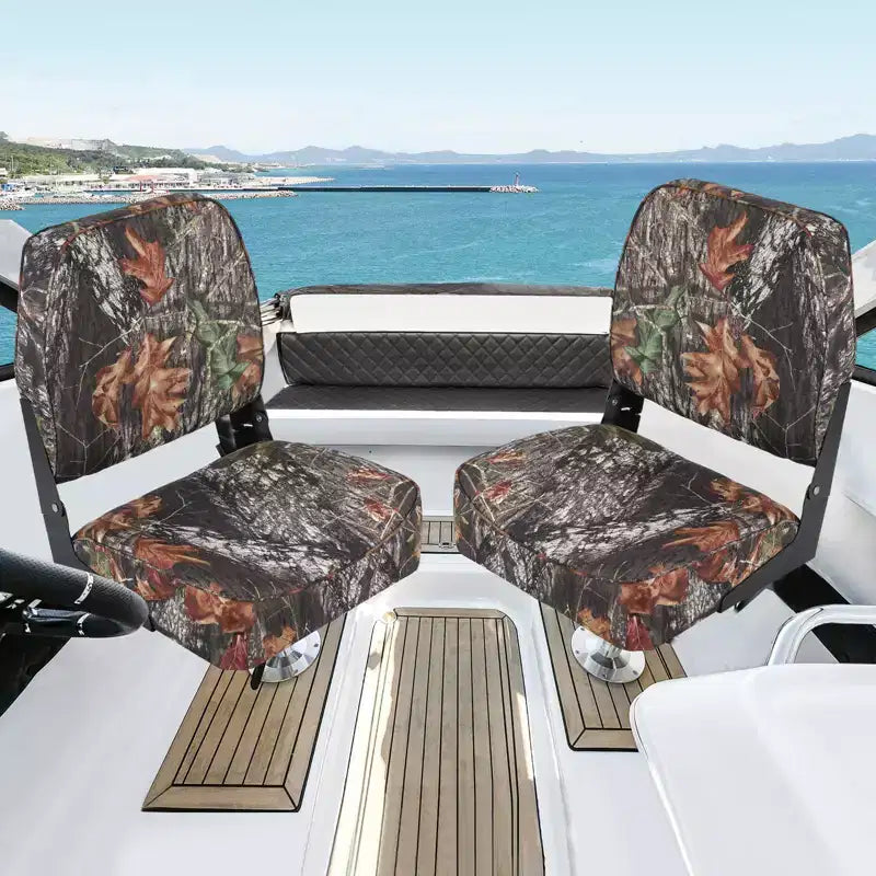 Sedili pieghevoli per barca a schienale basso, confezione da 2 - Sedie nautiche imbottite spesse e impermeabili - Design pieghevole salvaspazio - Ergonomiche e resistenti per la pesca