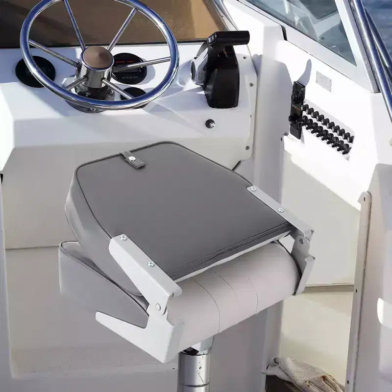 Sedili pieghevoli per barca a schienale basso, confezione da 2 - Sedie nautiche imbottite spesse e impermeabili - Design pieghevole salvaspazio - Ergonomiche e resistenti per la pesca