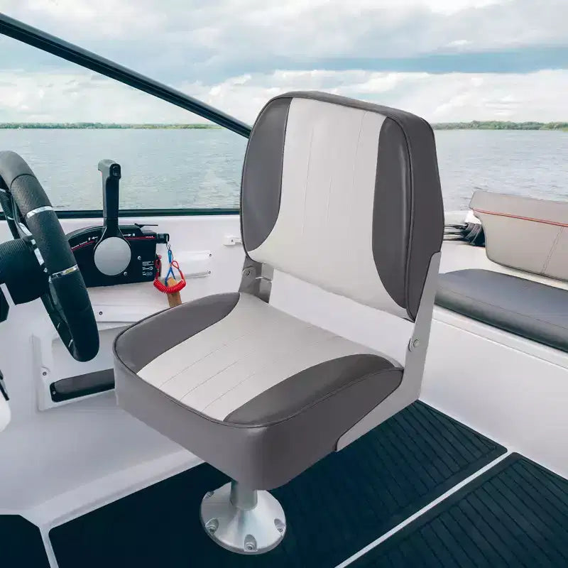 Sedili pieghevoli per barca a schienale basso, confezione da 2 - Sedie nautiche imbottite spesse e impermeabili - Design pieghevole salvaspazio - Ergonomiche e resistenti per la pesca