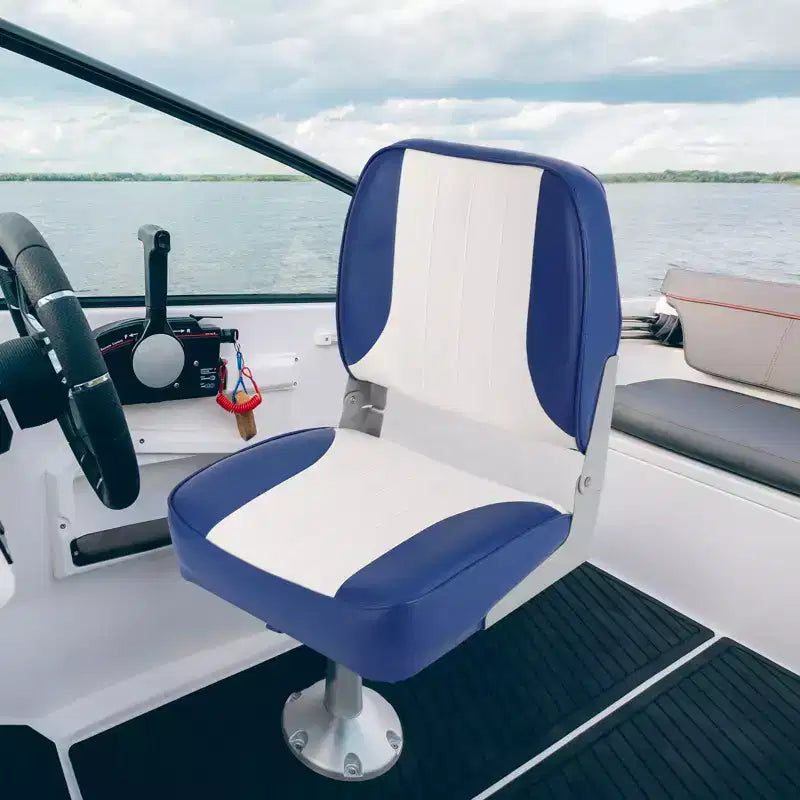 Sedili pieghevoli per barca a schienale basso, confezione da 2 - Sedie nautiche imbottite spesse e impermeabili - Design pieghevole salvaspazio - Ergonomiche e resistenti per la pesca