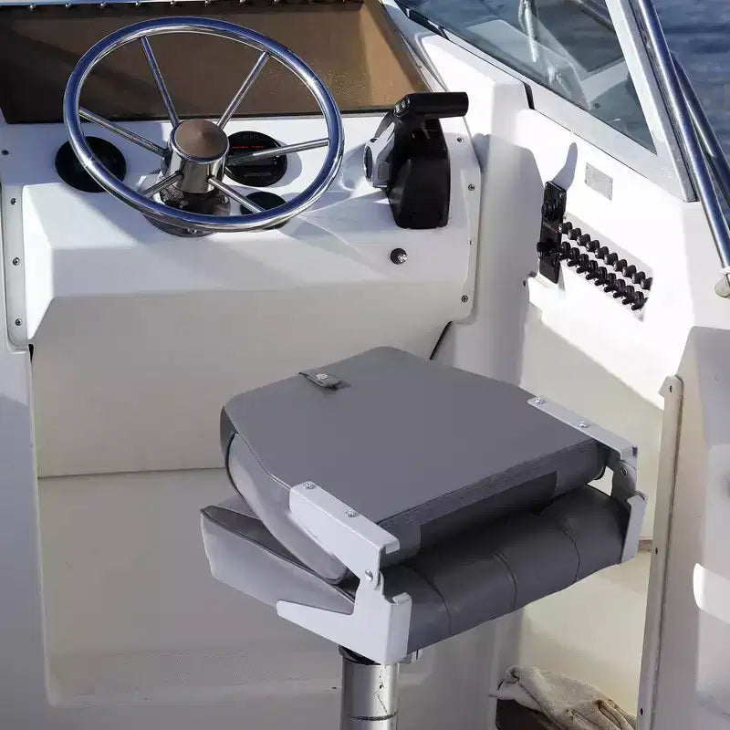 Sedili pieghevoli per barca a schienale basso, confezione da 2 - Sedie nautiche imbottite spesse e impermeabili - Design pieghevole salvaspazio - Ergonomiche e resistenti per la pesca