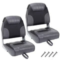 2 Pack Low Back Folding Boat Seats - Thick Padded Waterproof Marine Chairs - Space-Saving Collapsible Design - Ergonomic and Durable for Fishing