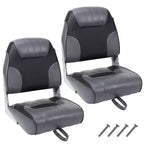 2 Pack Low Back Folding Boat Seats - Thick Padded Waterproof Marine Chairs - Space-Saving Collapsible Design - Ergonomic and Durable for Fishing
