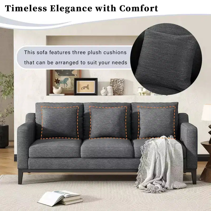 Divano a 3 posti Whisen Modern Comfy, imbottito con gambe in legno