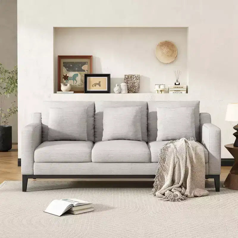 Divano a 3 posti Whisen Modern Comfy, imbottito con gambe in legno