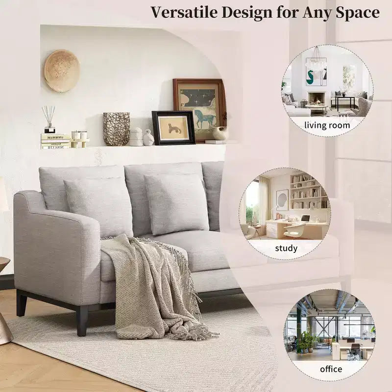 Divano a 3 posti Whisen Modern Comfy, imbottito con gambe in legno