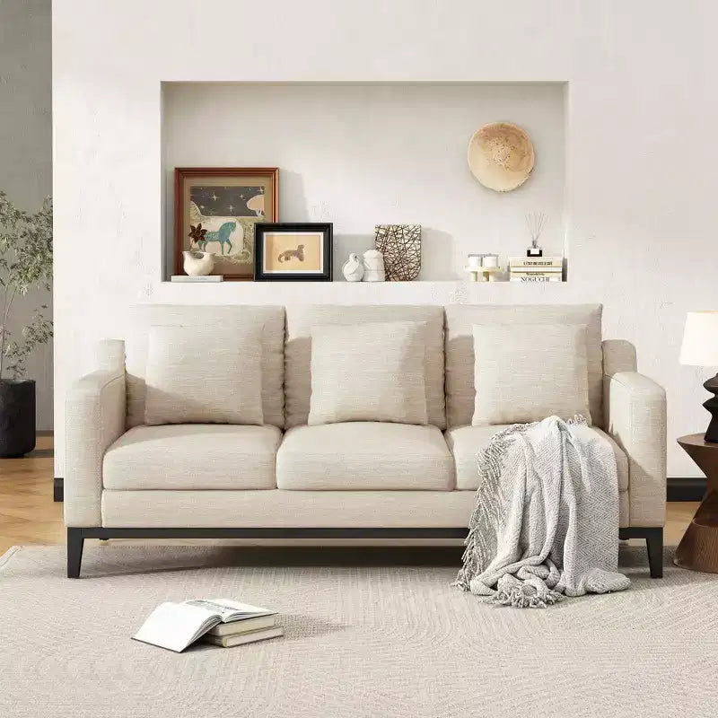 Divano a 3 posti Whisen Modern Comfy, imbottito con gambe in legno