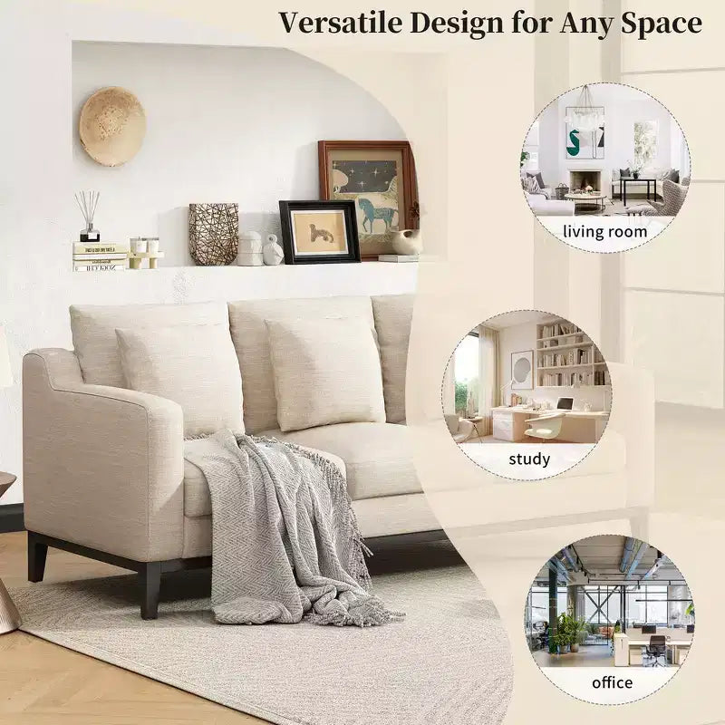 Divano a 3 posti Whisen Modern Comfy, imbottito con gambe in legno