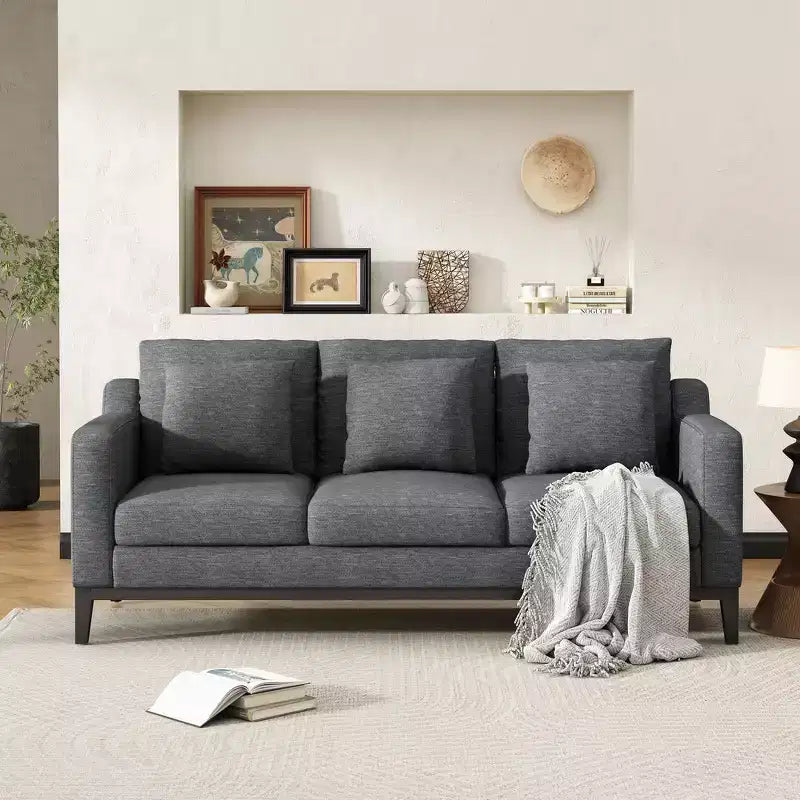 Divano a 3 posti Whisen Modern Comfy, imbottito con gambe in legno