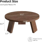 Tavolino da caffè rotondo 33,5, Tavolino moderno in legno con 3 gambe robuste per piccoli spazi, Facile da montare