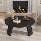 33.5 Round Coffee Table, Modern Wood Center Table with 3 Sturdy Legs for Small Spaces, Easy Assembly