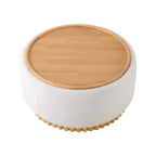 Whisen 29 Pouf Contenitore Rotondo, Tavolino Moderno, Poggiapiedi in Tessuto Bouclé con Struttura in Legno, Nessun Montaggio Richiesto