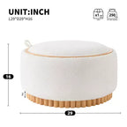 Whisen 29 Pouf Contenitore Rotondo, Tavolino Moderno, Poggiapiedi in Tessuto Bouclé con Struttura in Legno, Nessun Montaggio Richiesto