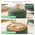 Whisen 29 Pouf Contenitore Rotondo, Tavolino Moderno, Poggiapiedi in Tessuto Bouclé con Struttura in Legno, Nessun Montaggio Richiesto