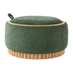 Whisen 29 Pouf Contenitore Rotondo, Tavolino Moderno, Poggiapiedi in Tessuto Bouclé con Struttura in Legno, Nessun Montaggio Richiesto