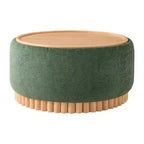 Whisen 29 Pouf Contenitore Rotondo, Tavolino Moderno, Poggiapiedi in Tessuto Bouclé con Struttura in Legno, Nessun Montaggio Richiesto