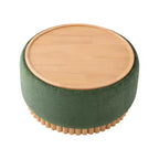 Whisen 29 Pouf Contenitore Rotondo, Tavolino Moderno, Poggiapiedi in Tessuto Bouclé con Struttura in Legno, Nessun Montaggio Richiesto