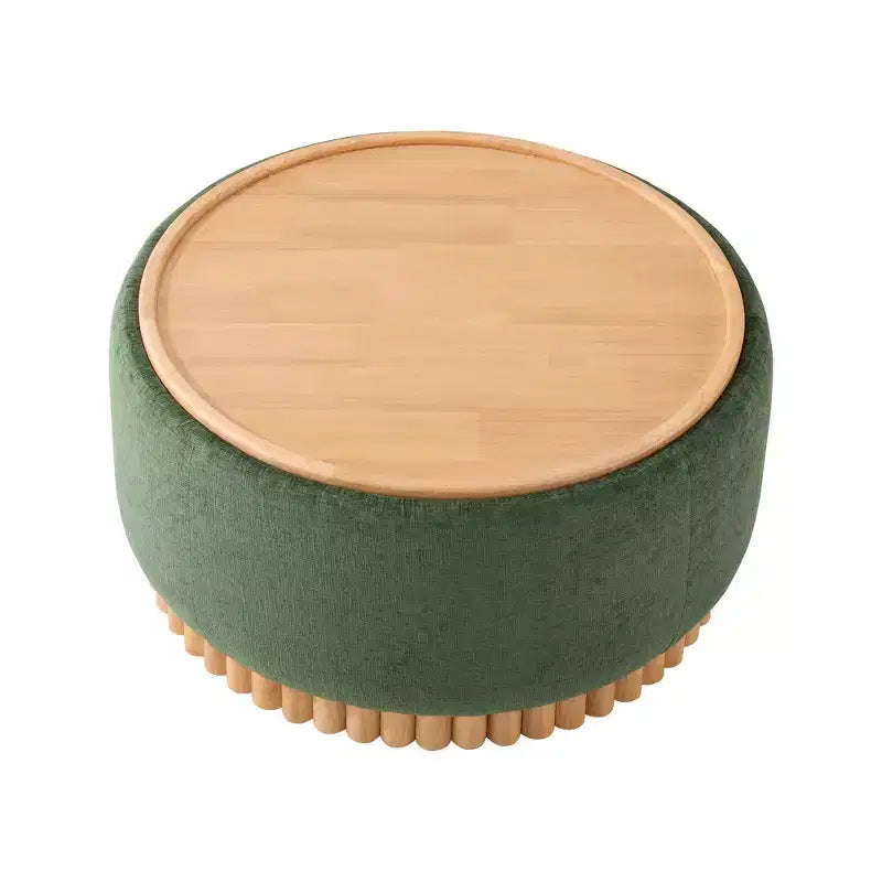 Whisen 29 Pouf Contenitore Rotondo, Tavolino Moderno, Poggiapiedi in Tessuto Bouclé con Struttura in Legno, Nessun Montaggio Richiesto