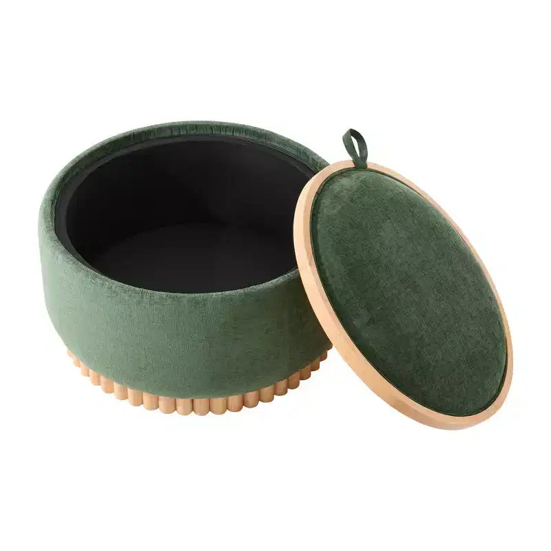 Whisen 29 Pouf Contenitore Rotondo, Tavolino Moderno, Poggiapiedi in Tessuto Bouclé con Struttura in Legno, Nessun Montaggio Richiesto