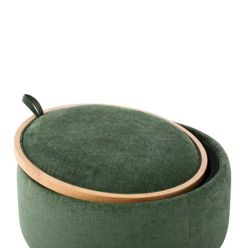Whisen 29 Pouf Contenitore Rotondo, Tavolino Moderno, Poggiapiedi in Tessuto Bouclé con Struttura in Legno, Nessun Montaggio Richiesto