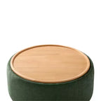 Whisen 29 Pouf Contenitore Rotondo, Tavolino Moderno, Poggiapiedi in Tessuto Bouclé con Struttura in Legno, Nessun Montaggio Richiesto